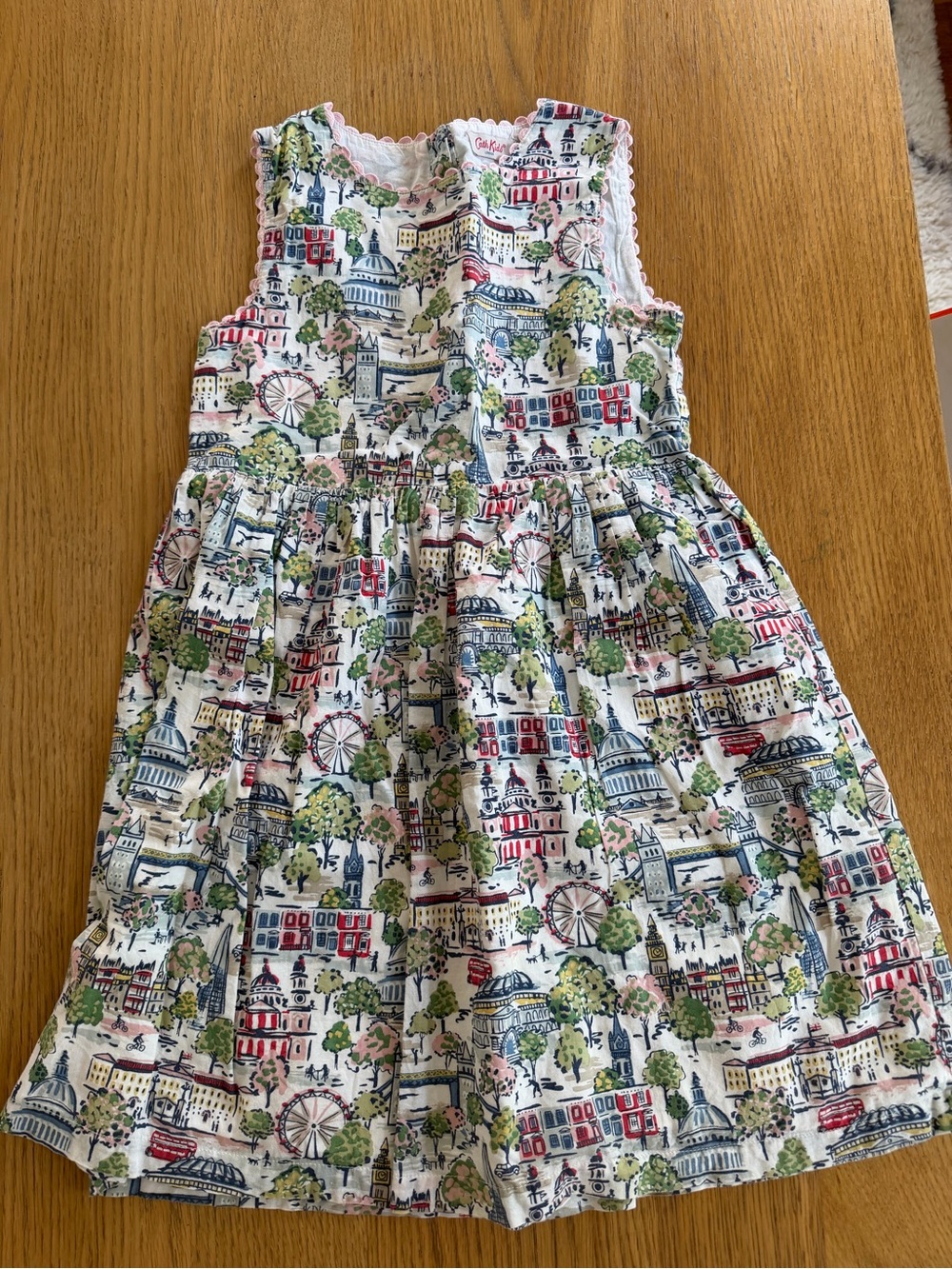 Cath Kidston White Scenic Print Cotton Dress with Multicolor City Motif